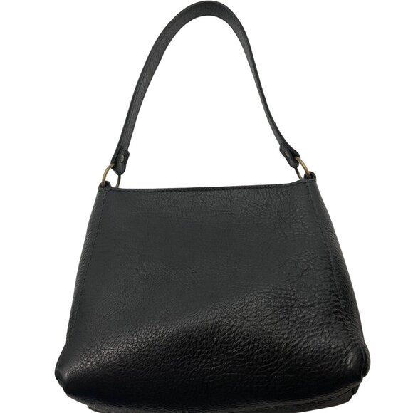 Portland Leather Goods Black Pebbled Leather Triangle Shoulder Bag - Picture 6 of 15